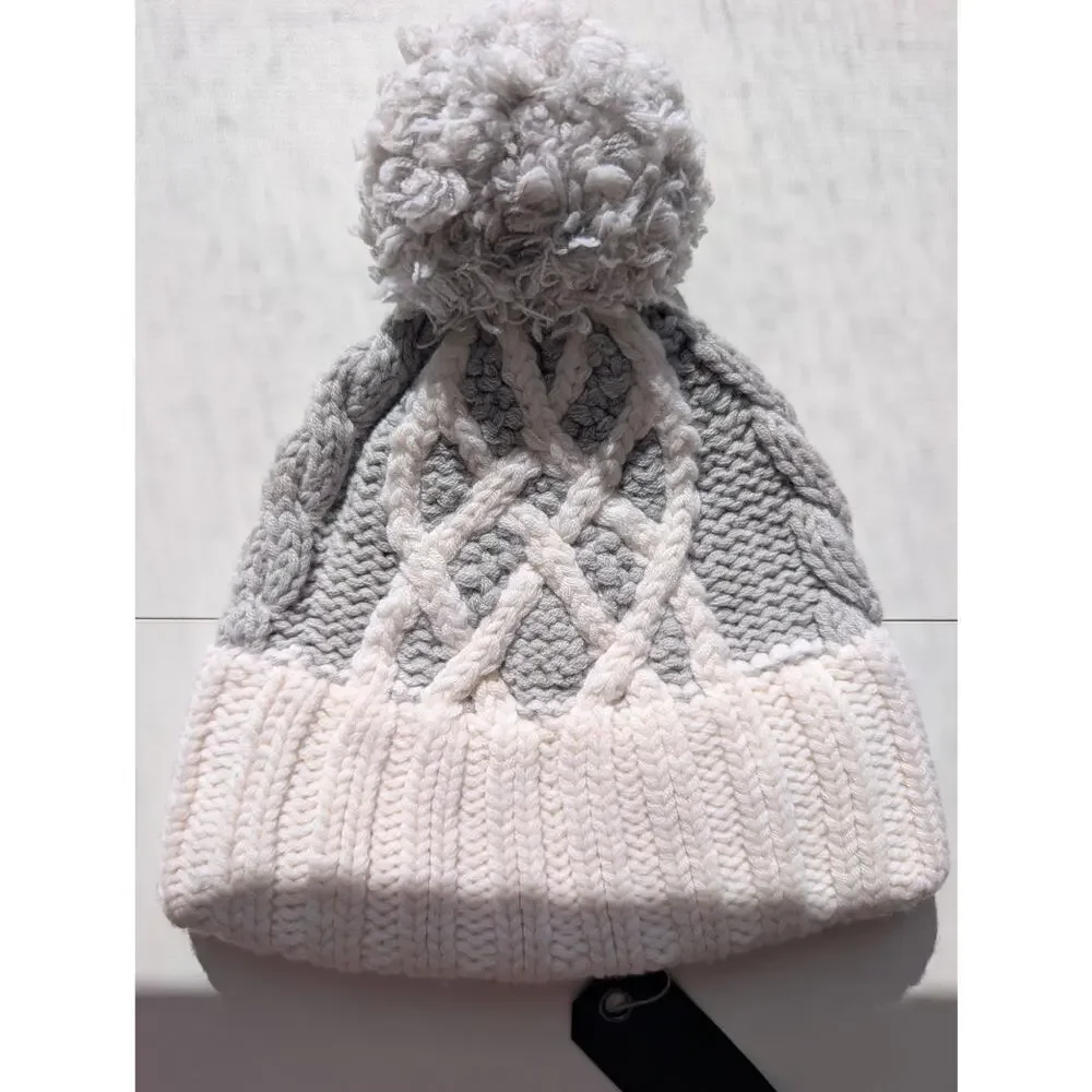 NWT Rag & Bone New York Knit Beanie & Scarf Set 100% Wool Ivory Gray $400 MSRP